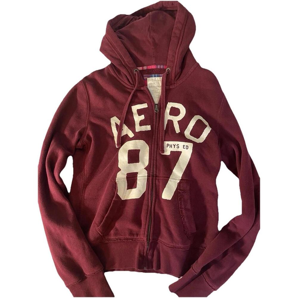 Aeropostale womens  hoodie sweatshirt AERO drawstring hood full zip large